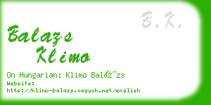 balazs klimo business card